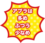 アブラは、多め
、ふつう、少なめ